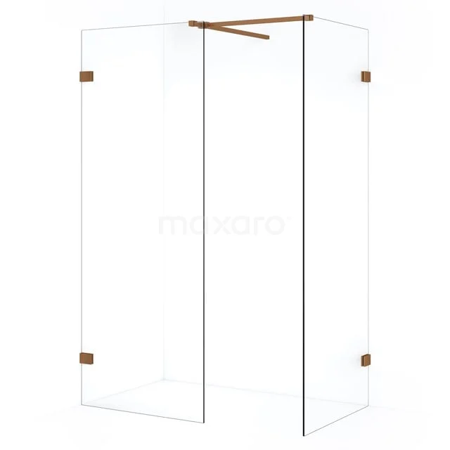 Diamond Inloopdouche | 70x60 cm Koper Helder glas 2 vaste wanden IDB0706520KP