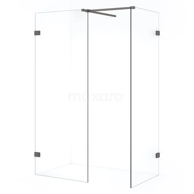 Diamond begehbare Dusche | 80x60 cm Schwarzes Metall  2 feste Wände IDB0806520ZM