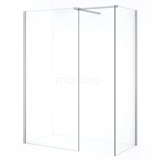 Diamond Inloopdouche | 100x70 cm Chroom Helder glas 2 vaste wanden IDB0710510C