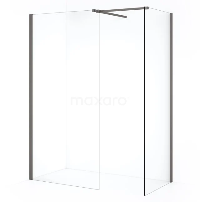 Diamond Inloopdouche | 100x70 cm Zwart metaal Helder glas 2 vaste wanden IDB0710510ZMN