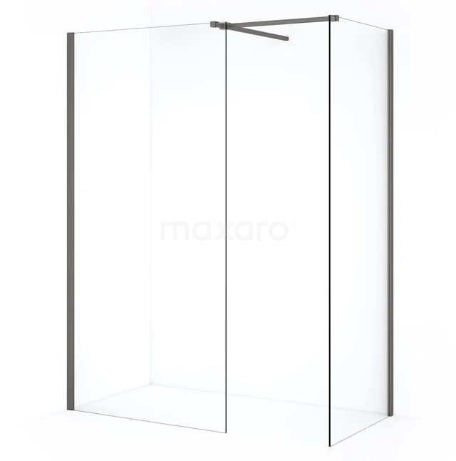 Diamond Inloopdouche | 90x70 cm Zwart metaal Helder glas 2 vaste wanden IDB0709510ZMN