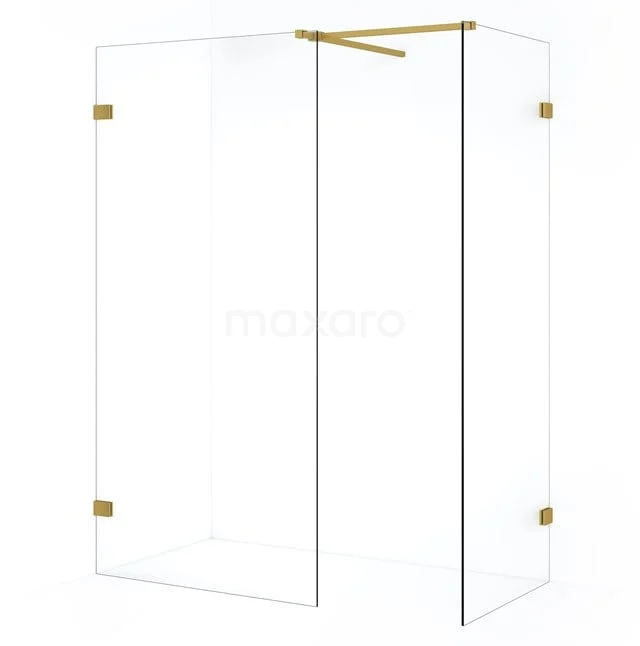 Diamond Inloopdouche | 100x70 cm Goud Helder glas 2 vaste wanden IDB0710520GG