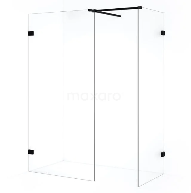 Diamond Inloopdouche | 100x70 cm Mat zwart Helder glas 2 vaste wanden IDB0710520MB