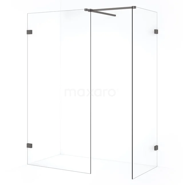 Diamond Inloopdouche | 100x80 cm Zwart metaal Helder glas 2 vaste wanden IDB0810520ZM