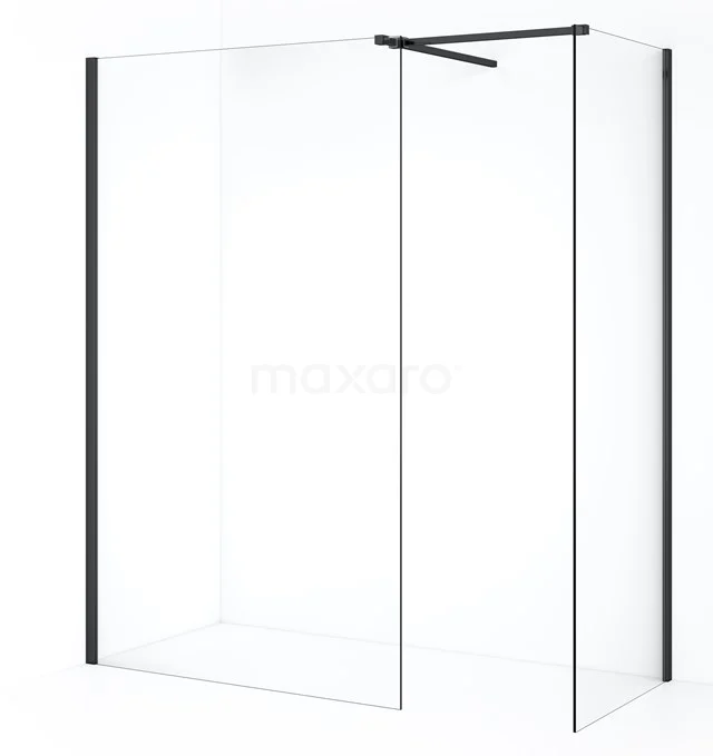 Diamond Walk-in shower | 110x80 cm Black chrome Clear glass 2 fixed walls IDB0811510BCN