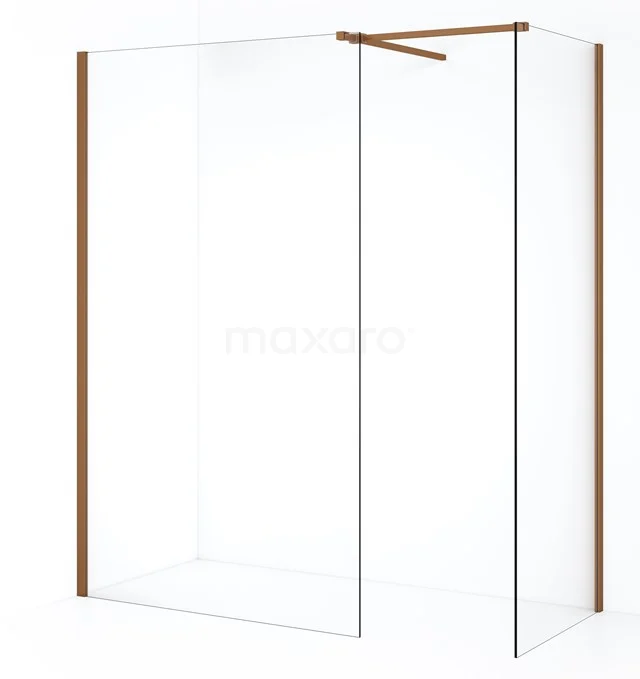 Diamond Inloopdouche | 110x70 cm Koper Helder glas 2 vaste wanden IDB0711510KP