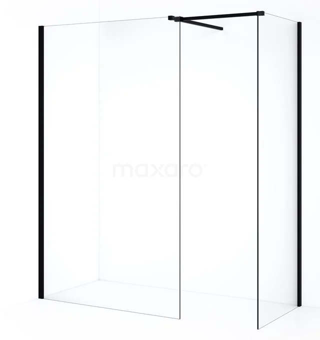 Diamond Inloopdouche | 110x70 cm Mat zwart Helder glas 2 vaste wanden IDB0711510MB