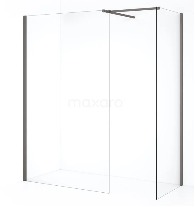 Diamond Inloopdouche | 110x70 cm Zwart metaal Helder glas 2 vaste wanden IDB0711510ZMN