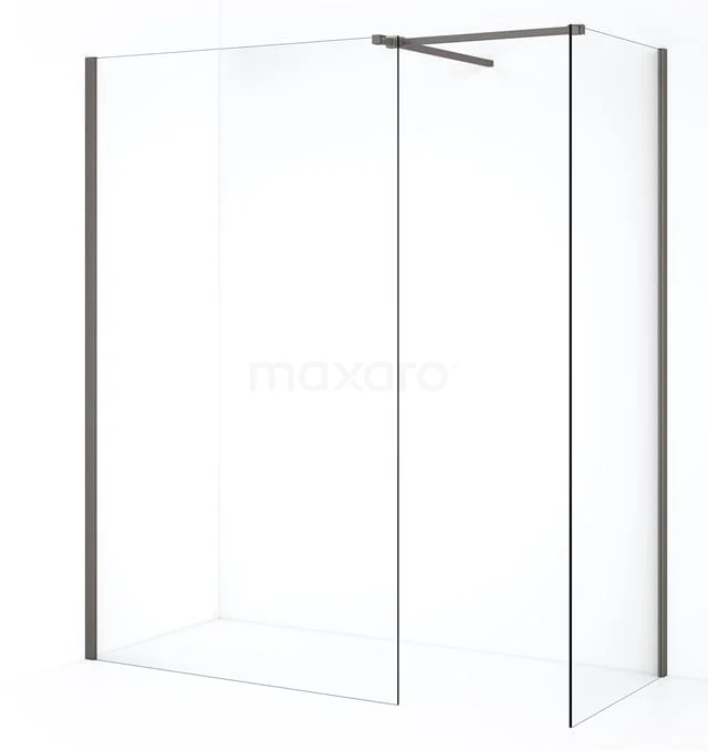 Diamond Inloopdouche | 120x80 cm Zwart metaal Helder glas 2 vaste wanden IDB0812510ZMN