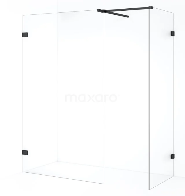 Diamond Walk-in shower | 110x80 cm Black chrome Clear glass 2 fixed walls IDB0811520BC