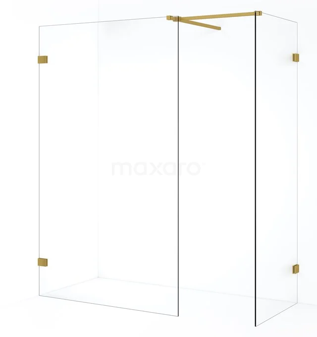 Diamond Inloopdouche | 110x70 cm Goud Helder glas 2 vaste wanden IDB0711520GG