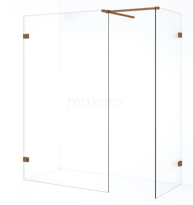 Diamond Inloopdouche | 110x70 cm Koper Helder glas 2 vaste wanden IDB0711520KP