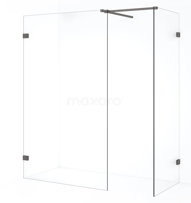 Diamond begehbare Dusche | 110x80 cm Schwarzes Metall  2 feste Wände IDB0811520ZM