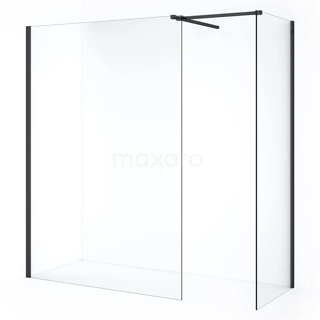 Diamond Walk-in shower | 130x100 cm Black chrome Clear glass 2 fixed walls IDB1013510BCN