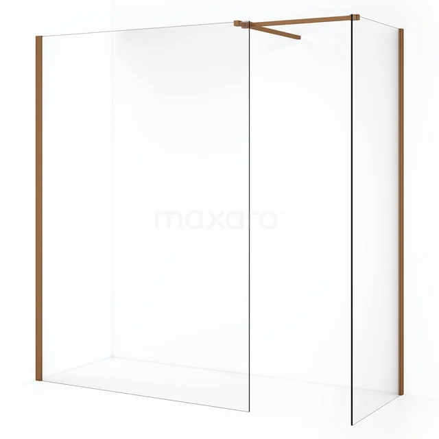 Diamond Inloopdouche | 130x100 cm Koper Helder glas 2 vaste wanden IDB1013510KP