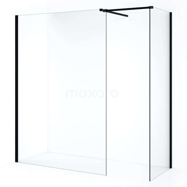 Diamond begehbare Dusche | 140x80 cm Matt Schwarz  2 feste Wände IDB0814510MB