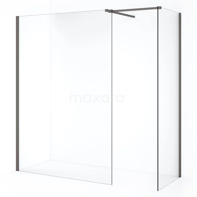 Diamond Inloopdouche | 130x80 cm Zwart metaal Helder glas 2 vaste wanden IDB0813510ZMN