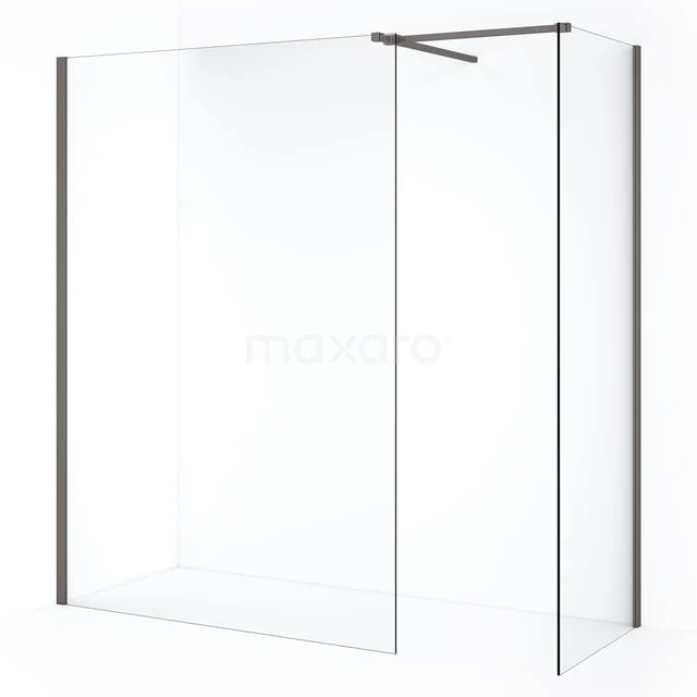Diamond Walk-in shower | 140x100 cm Black metal Clear glass 2 fixed walls IDB1014510ZMN