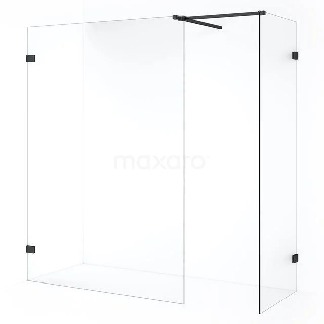 Diamond Walk-in shower | 140x80 cm Black chrome Clear glass 2 fixed walls IDB0814520BC