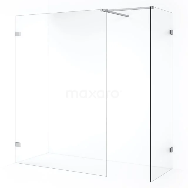 Diamond Inloopdouche | 140x70 cm Chroom Helder glas 2 vaste wanden IDB0714520C