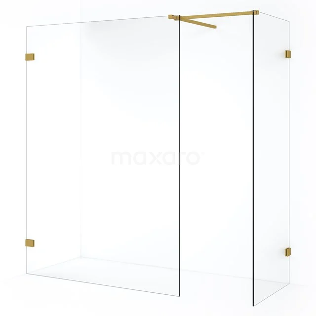 Diamond Inloopdouche | 130x70 cm Goud Helder glas 2 vaste wanden IDB0713520GG