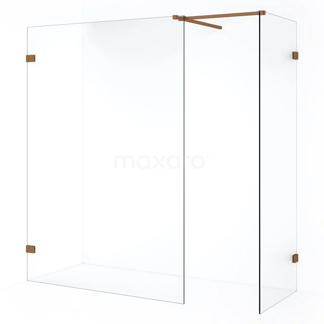 Diamond Walk-in shower | 130x80 cm Copper Clear glass 2 fixed walls IDB0813520KP