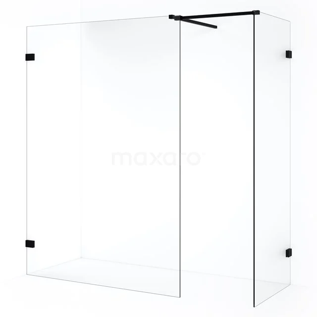 Diamond Walk-in shower | 130x80 cm Matte black Clear glass 2 fixed walls IDB0813520MB