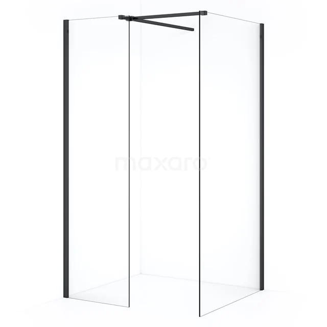 Diamond Inloopdouche | 100x50 cm Zwart chroom Helder glas 2 vaste wanden IDB1005510BC