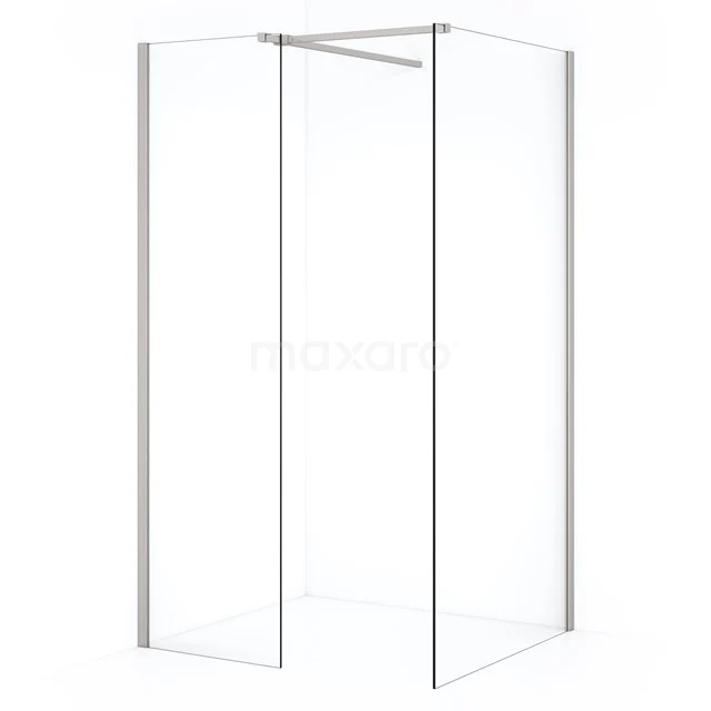 Diamond Walk-in shower | 100x50 cm Stainless steel Clear glass 2 fixed walls IDB1005510BR