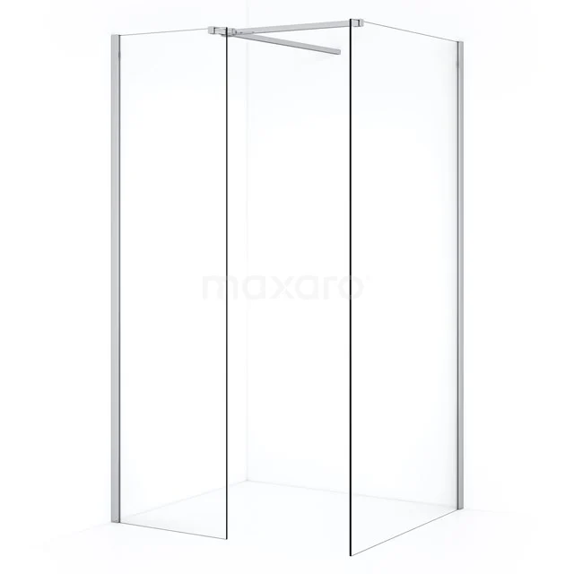 Diamond Inloopdouche | 100x50 cm Chroom Helder glas 2 vaste wanden IDB1005510C