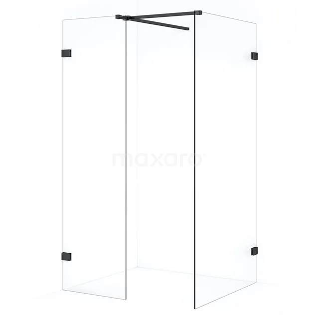 Diamond Walk-in shower | 100x50 cm Black chrome Clear glass 2 fixed walls IDB1005520BC