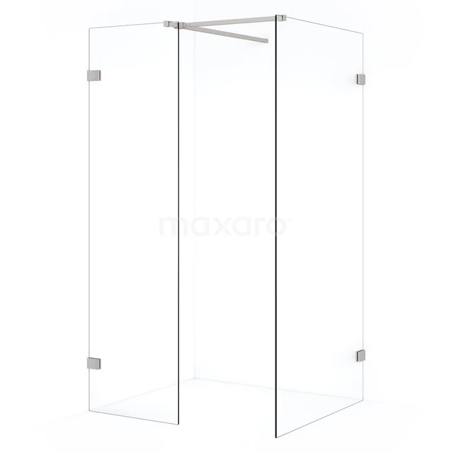 Diamond Inloopdouche | 100x50 cm Rvs Helder glas 2 vaste wanden IDB1005520BR