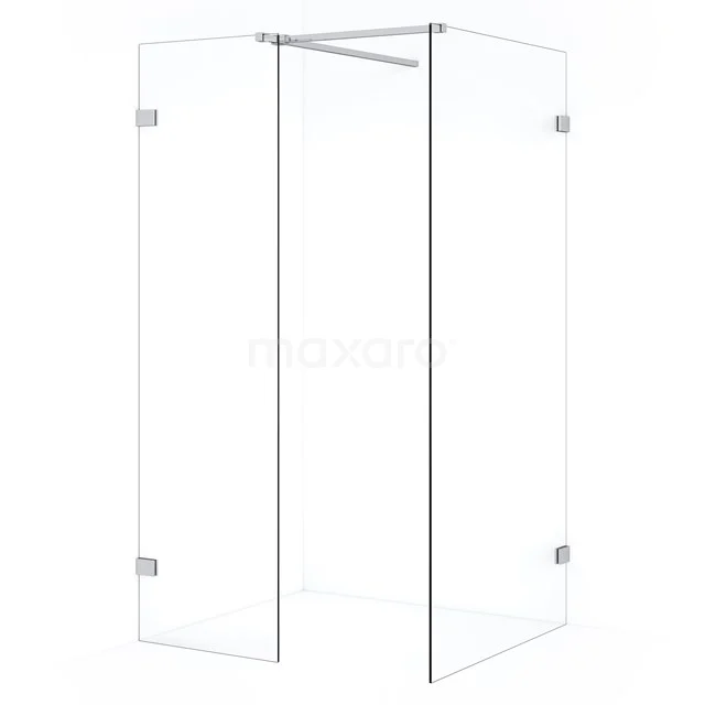 Diamond Inloopdouche | 100x50 cm Chroom Helder glas 2 vaste wanden IDB1005520C