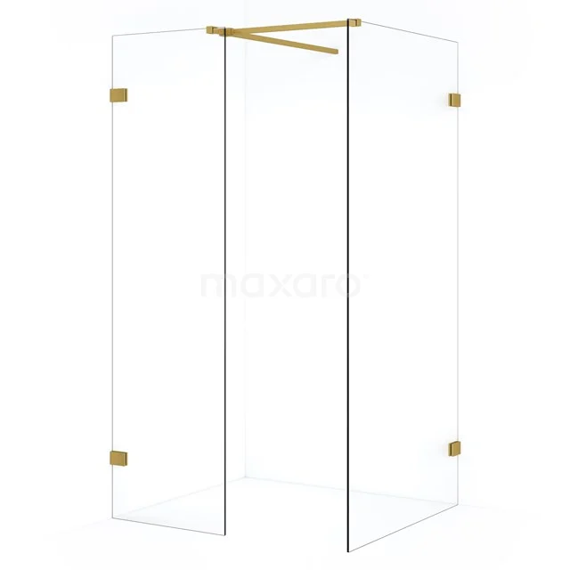 Diamond Inloopdouche | 100x50 cm Goud Helder glas 2 vaste wanden IDB1005520GG