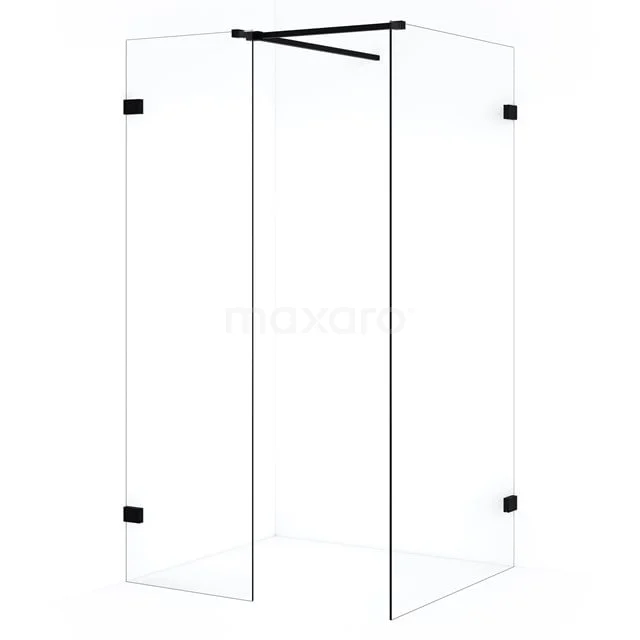 Diamond Inloopdouche | 100x50 cm Mat zwart Helder glas 2 vaste wanden IDB1005520MB