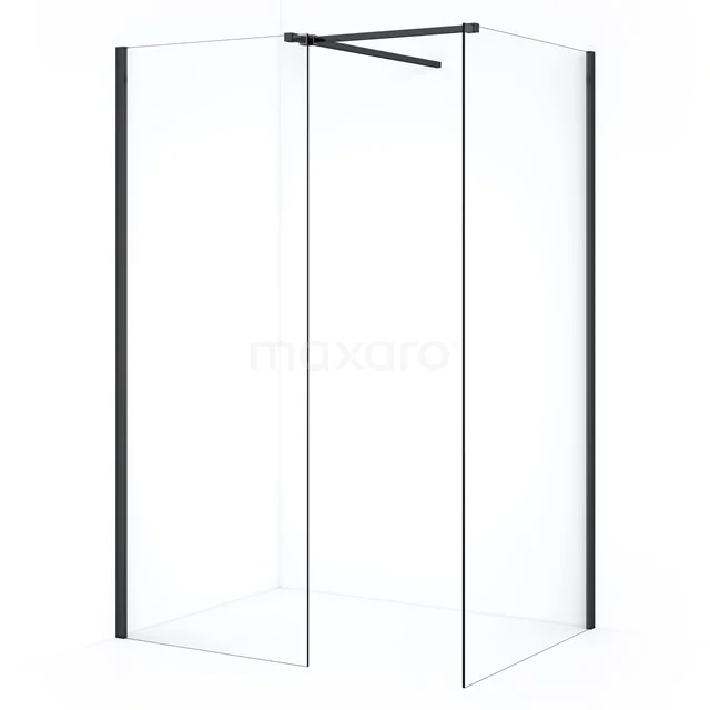 Diamond Inloopdouche | 100x70 cm Zwart chroom Helder glas 2 vaste wanden IDB1007510BCN