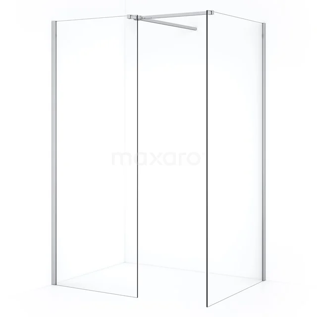 Diamond Inloopdouche | 100x70 cm Chroom Helder glas 2 vaste wanden IDB1007510C