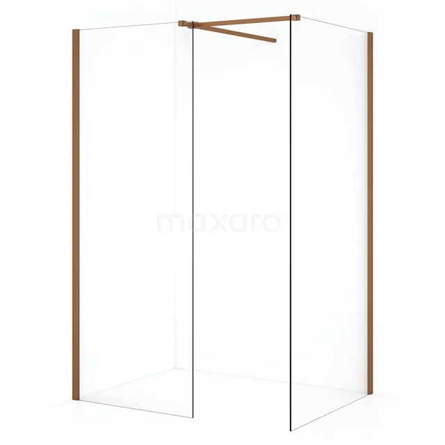 Diamond Inloopdouche | 100x70 cm Koper Helder glas 2 vaste wanden IDB1007510KP