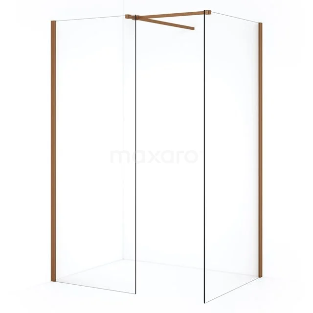 Diamond Inloopdouche | 100x80 cm Koper Helder glas 2 vaste wanden IDB1008510KP