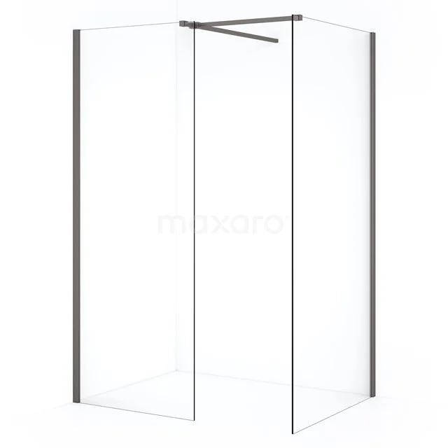 Diamond Inloopdouche | 100x70 cm Zwart metaal Helder glas 2 vaste wanden IDB1007510ZMN