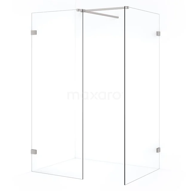 Diamond Walk-in shower | 100x70 cm Stainless steel Clear glass 2 fixed walls IDB1007520BR