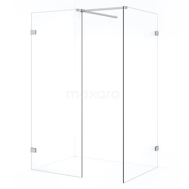 Diamond Inloopdouche | 100x70 cm Chroom Helder glas 2 vaste wanden IDB1007520C