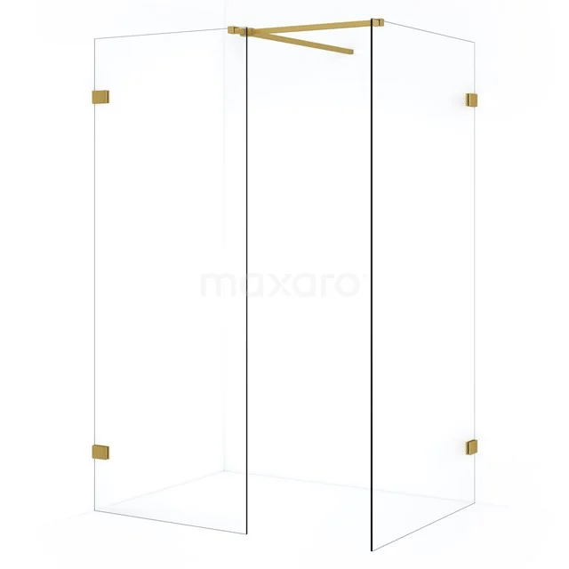 Diamond Inloopdouche | 100x70 cm Goud Helder glas 2 vaste wanden IDB1007520GG