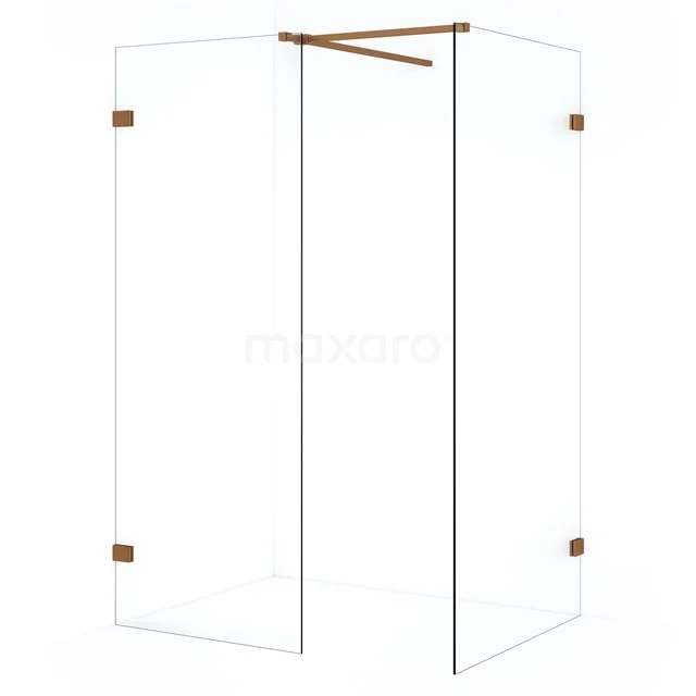 Diamond Inloopdouche | 100x70 cm Koper Helder glas 2 vaste wanden IDB1007520KP