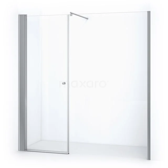 Duschwand mit Drehtür Zircon Comfort 200cm Chrom DW-1208211 Glas inloopdouche mit klarem Design, klar glas und Aluminium profile, ideal für eine moderne Badezimmer Einrichtung.