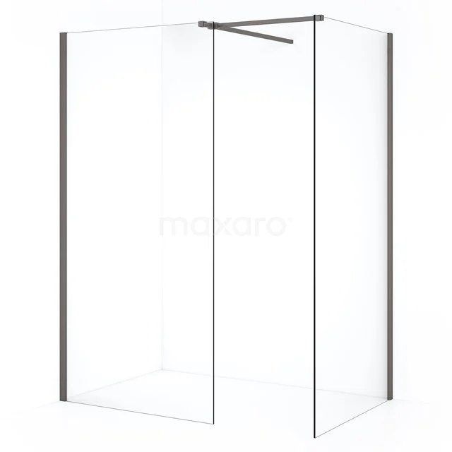 Diamond Inloopdouche | 100x100 cm Zwart metaal Helder glas 2 vaste wanden IDB1010510ZMN