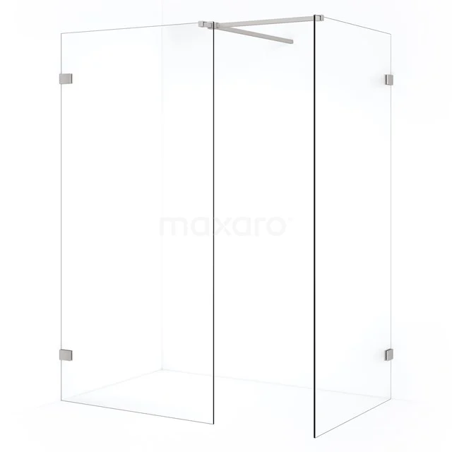 Diamond Walk-in shower | 100x100 cm Stainless steel Clear glass 2 fixed walls IDB1010520BR