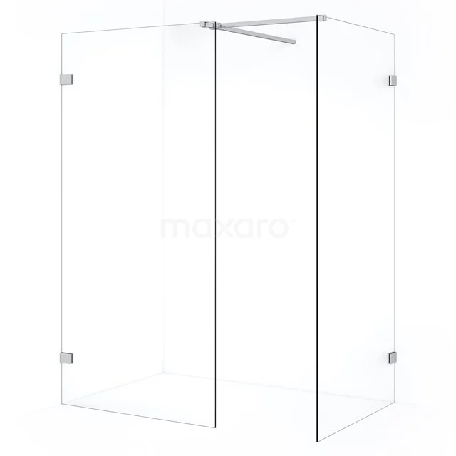 Diamond Inloopdouche | 100x100 cm Chroom Helder glas 2 vaste wanden IDB1010520C