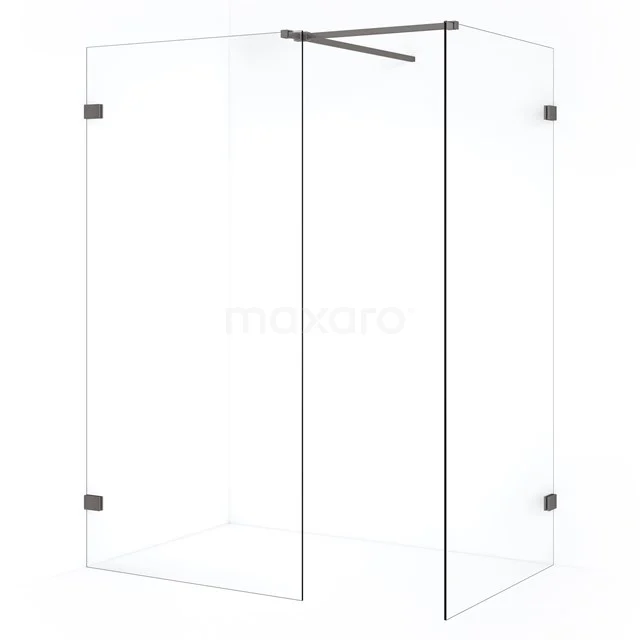 Diamond Inloopdouche | 100x100 cm Zwart metaal Helder glas 2 vaste wanden IDB1010520ZM