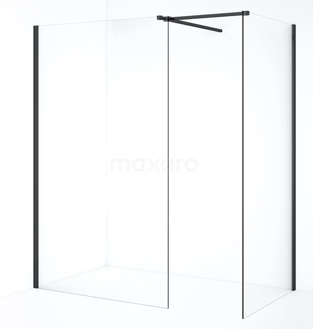 Diamond Inloopdouche | 110x100 cm Zwart chroom Helder glas 2 vaste wanden IDB1011510BC